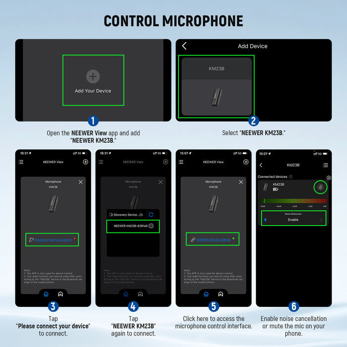 NEEWER KM23B Wireless Microphone Transmitter with App Control
