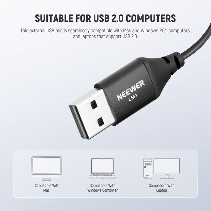 This external USB mic is seamlessly compatible with Mac and Windows PCs, computers, and laptops that support USB 2.0