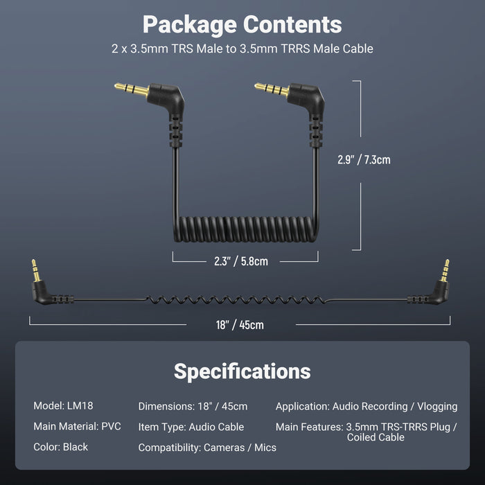 NEEWER LM18 2 Pack Aux Cable Set