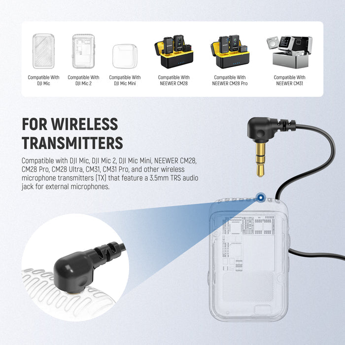 NEEWER LM5 2 Pack 6.6ft/2m 3.5mm TRS Mini Clip On Wired Lavalier Microphone