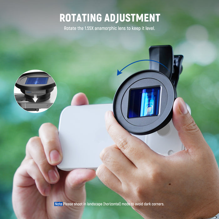 Rotate the NEEWER LS-75 1.55X Blue Anamorphic Lens to keep it level.