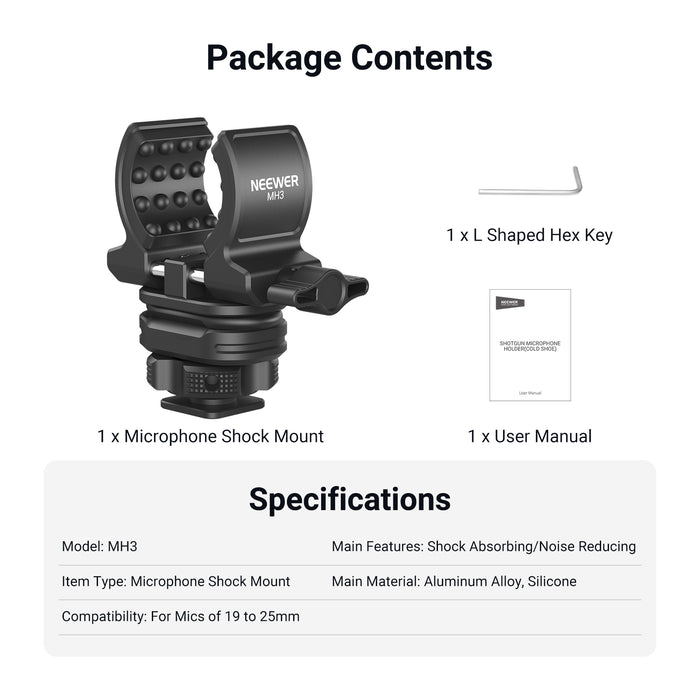 NEEWER MH3 Microphone Holder with Cold Shoe Adapter