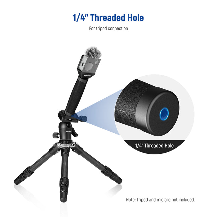 A bottom 1/4" thread allows quick connection to light stands