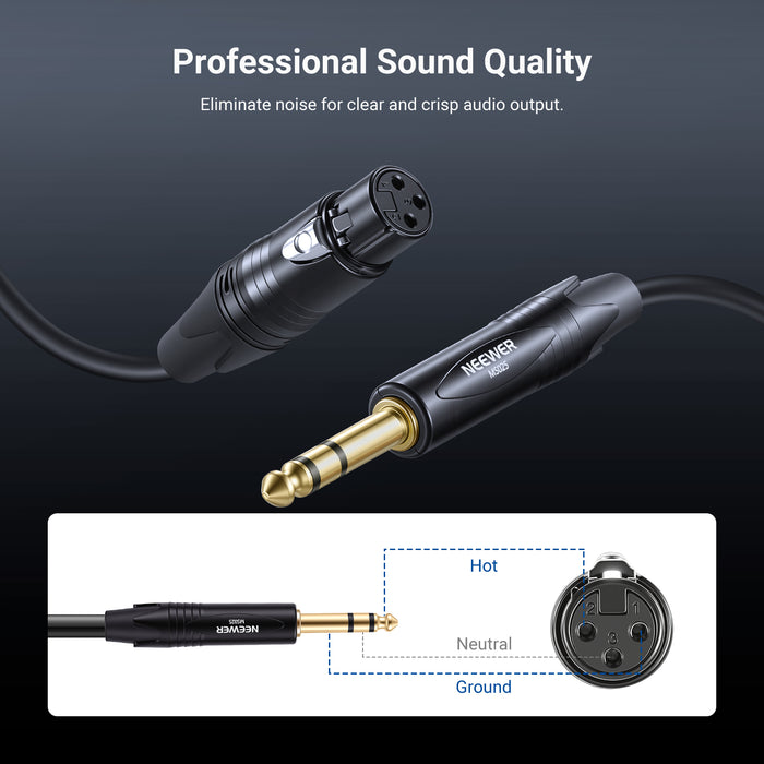 NEEWER MS025 6.35mm 1/4 Inch TRS to XLR Female Cable
