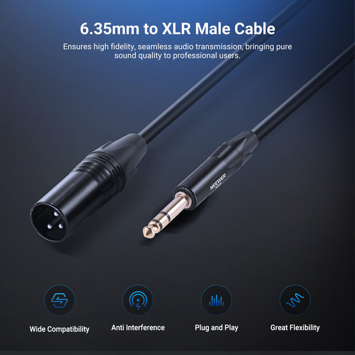 NEEWER MS026 6.35mm 1/4 TRS to XLR Male Cable