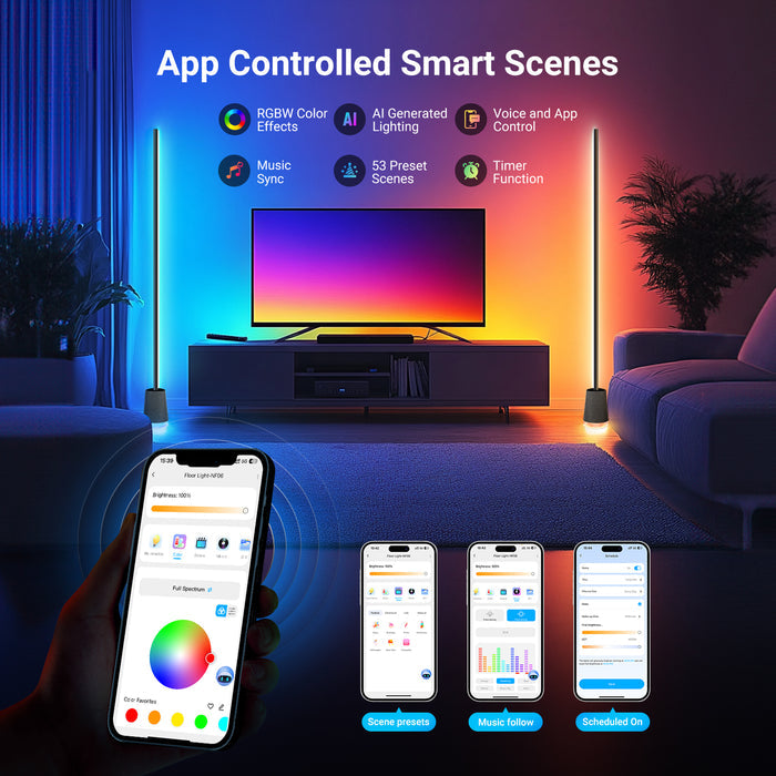 Download the ‘Neewer Home’ app, connect the novelty lamp via Bluetooth to access functions like music sync, DIY, AI mode.