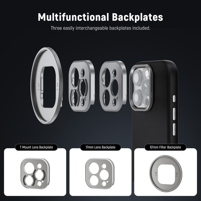 NEEWER PA083P Black Case kit includes three interchargeable backplates.