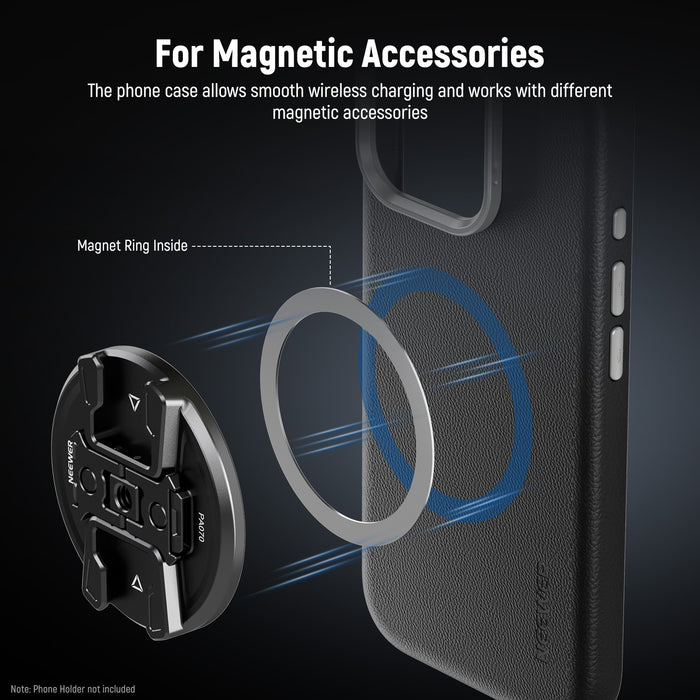 This phone case is compatible with MagSafe wireless charging and the use with other magnetic accessories
