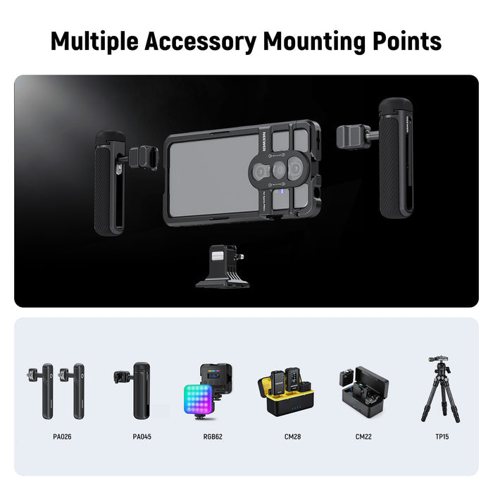 NEEWER PA086 Phone Cage For Xperia PRO-I offers multiple accessory mounting points