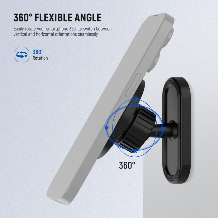 The magnetic phone holder enables effortless 360° rotation of your smartphone