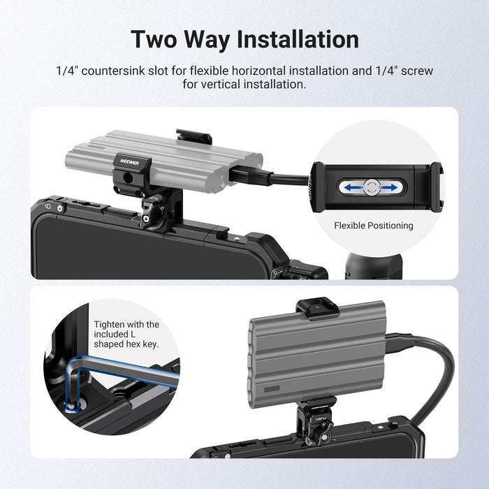 NEEWER PA129 Quick Release SSD Holder supports two ways to install.