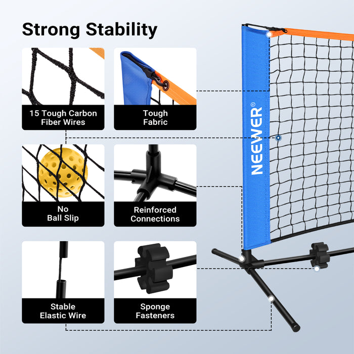 NEEWER PB01N 6ft Portable Detachable Pickleball Net is crafted from thick braided cords.