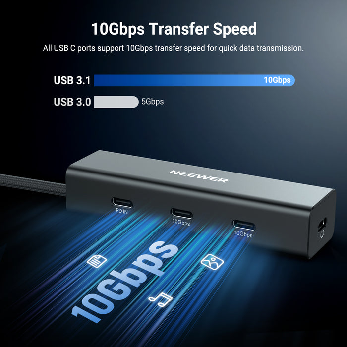 NEEWER PS030E USB C Hub Dock with Cold Shoe Mount