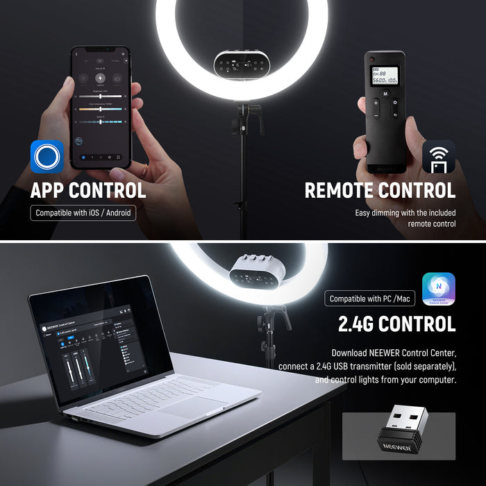 Methods for Controlling NEEWER RH100B LED Ring Light