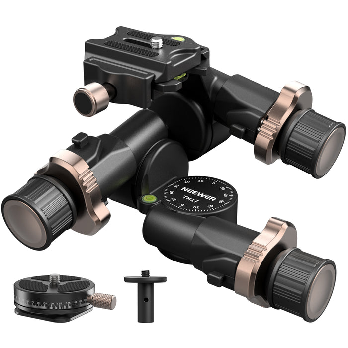 NEEWER TH17 3 Axis Geared Tripod Head with Micro Adjustment