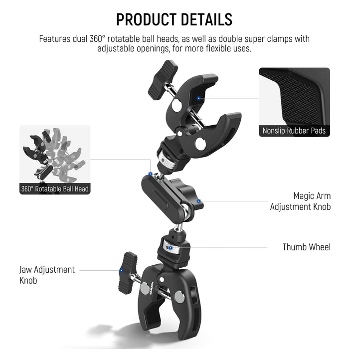 NEEWER UA060 Double Super Clamp Camera Mount with Magic Arm & NATO Interface