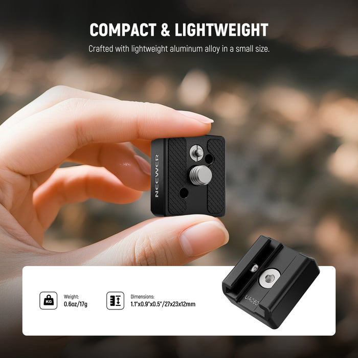 This cold shoe adapter is compact and lightweight