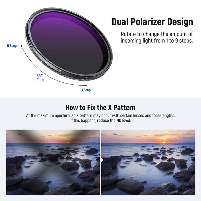 NEEWER Variable ND2-400 & Black Diffusion 1/4 Filter Set