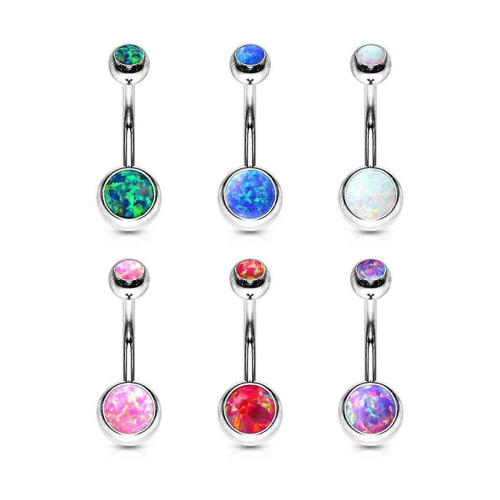 Opal Ball Belly Bar 14G-My Body Piercing Jewellery