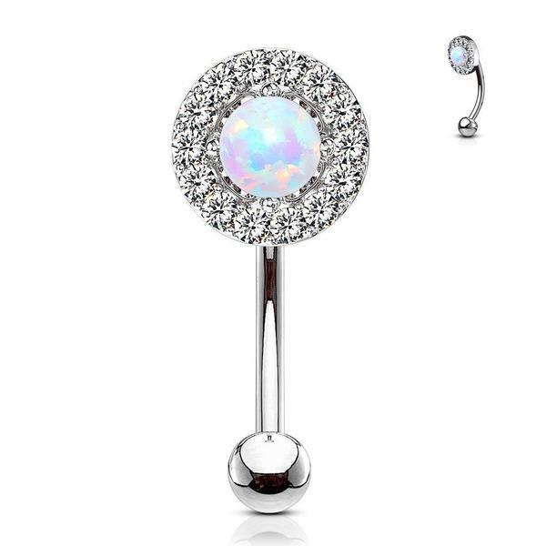 Opal Centre Gem Curve 16G-My Body Piercing Jewellery