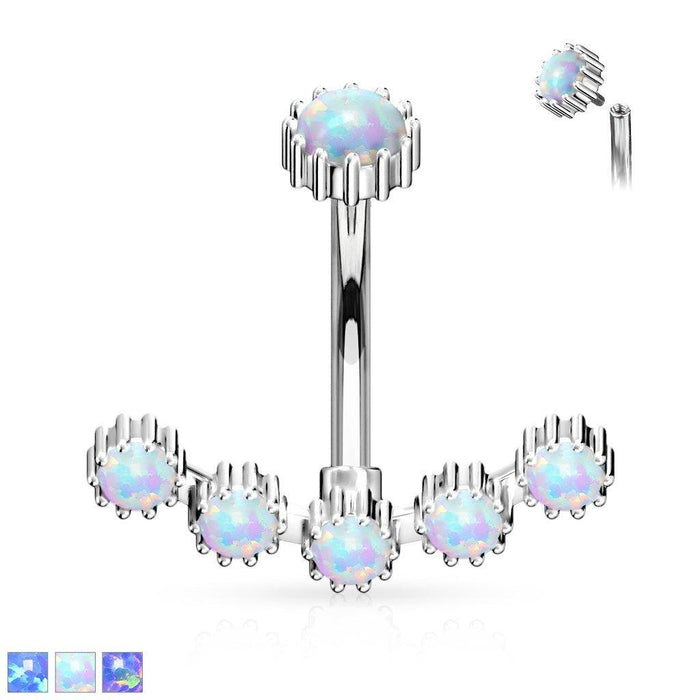 Opal Curve Belly Bar 14G-My Body Piercing Jewellery