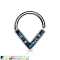 Opal Glitter V Ring 16G-My Body Piercing Jewellery