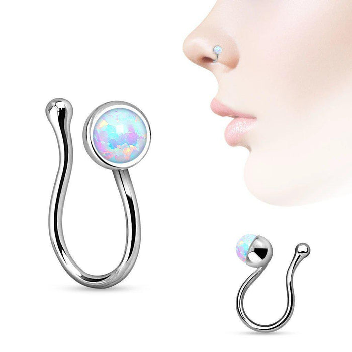 Opal Non-Piercing Nose Ring