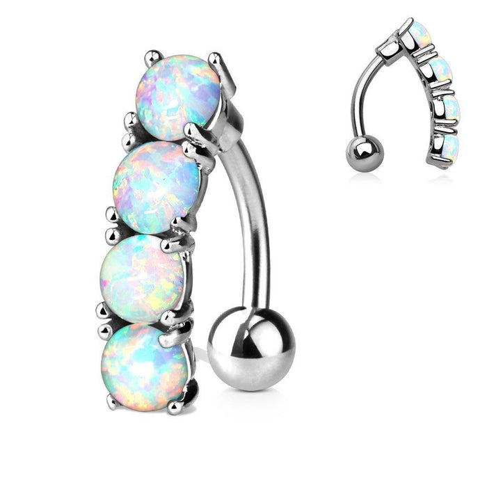 Opal Top Drop Belly Bar 14G-My Body Piercing Jewellery