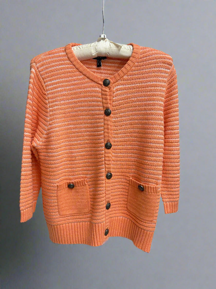 Orange Knit Button Down Sweater - Mildred Hoit