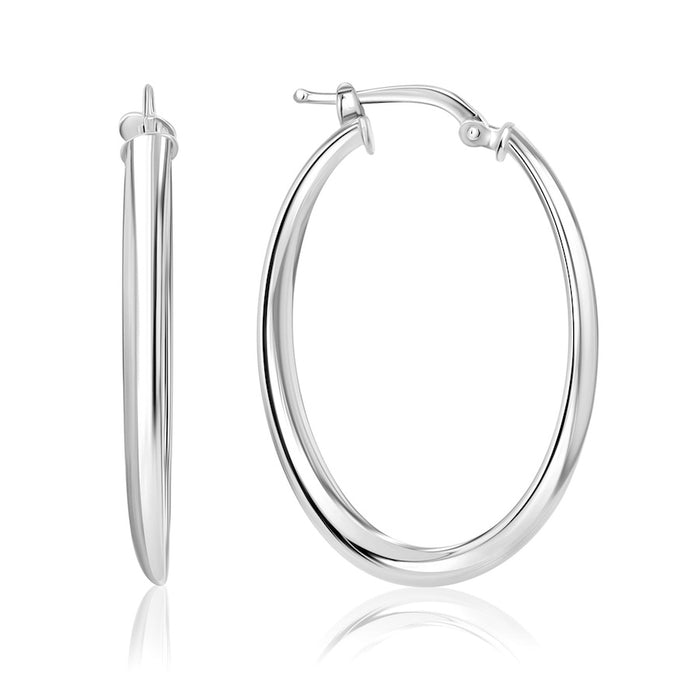 Oval Twist Sterling Silver Hoop Earrings | Washington Diamond