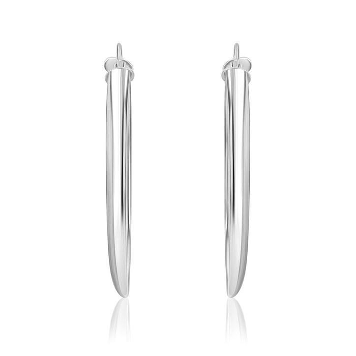 Oval Twist Sterling Silver Hoop Earrings | Washington Diamond