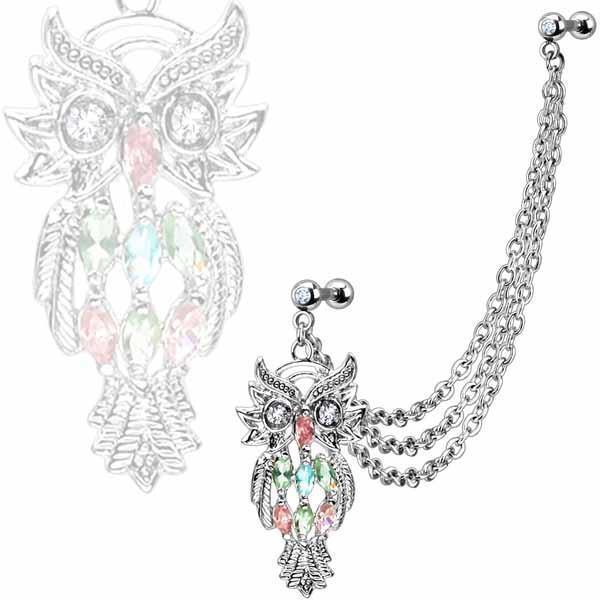 Owl Cartilage Chain 16G-My Body Piercing Jewellery