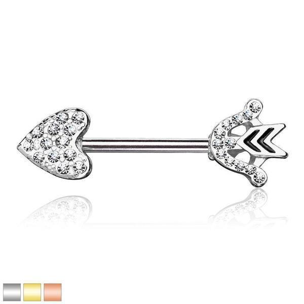 Paved Arrow Nipple Bar 14G-My Body Piercing Jewellery
