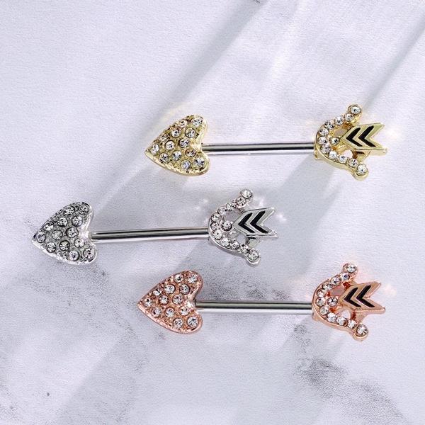 Paved Arrow Nipple Bar 14G-My Body Piercing Jewellery
