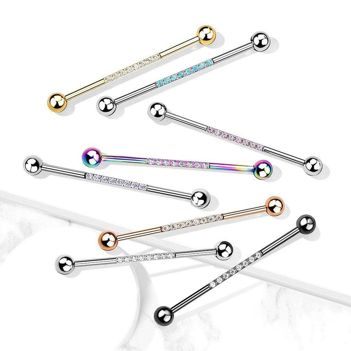 Paved Industrial 14G 38mm-My Body Piercing Jewellery