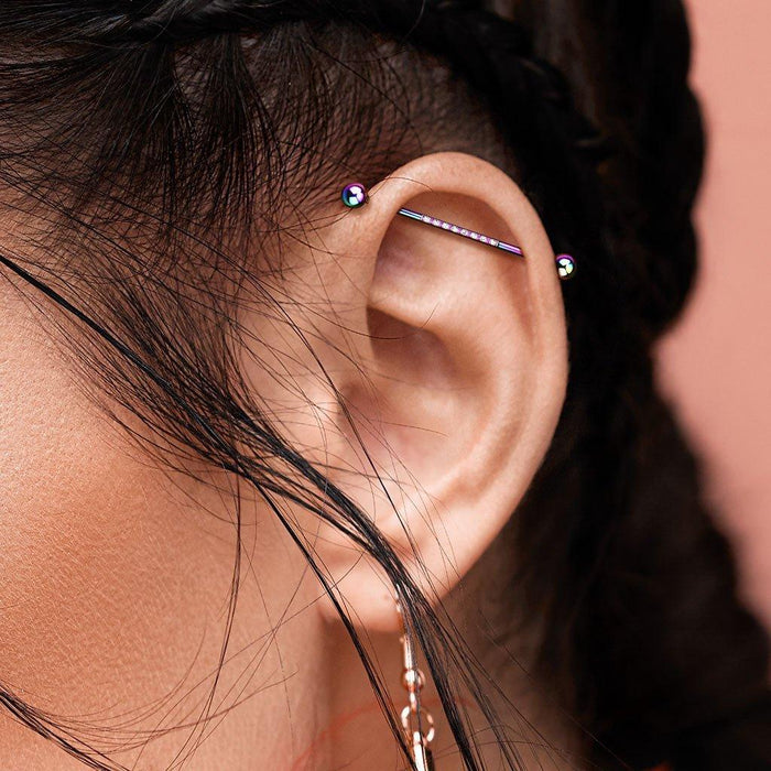 Paved Industrial 14G 38mm-My Body Piercing Jewellery