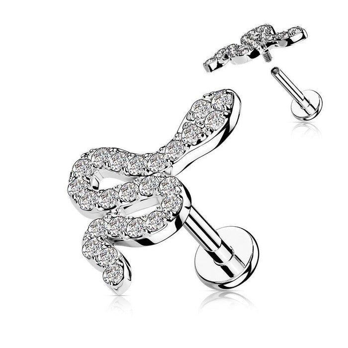 Paved Snake I.T. Labret 16G-My Body Piercing Jewellery