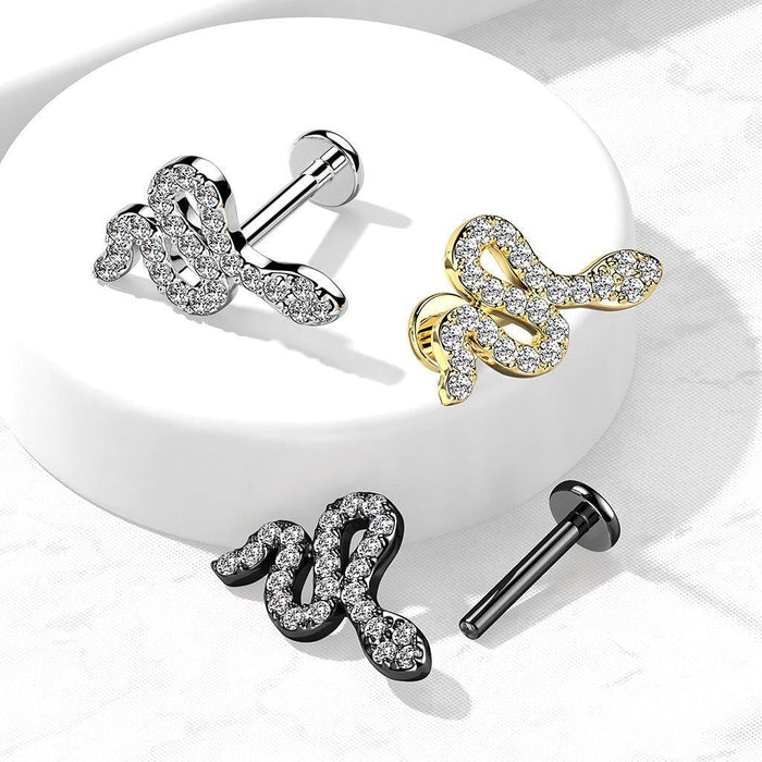 Paved Snake I.T. Labret 16G-My Body Piercing Jewellery