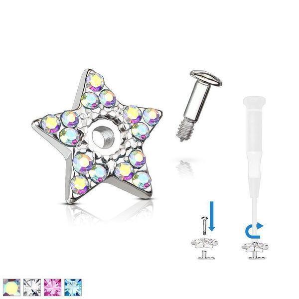 Paved Star Dermal Top 14G-My Body Piercing Jewellery