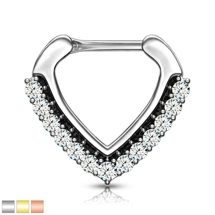 Paved Two Tone Septum Clicker 16G-My Body Piercing Jewellery