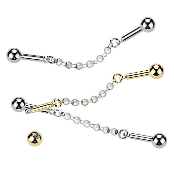 Pearl Connector Industrial Bar 14G
