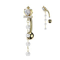 Pearl Crown Top Drop Belly Bar 14G