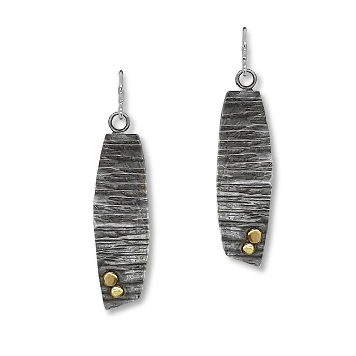 Lined Angled Trap Earrings with 4K Dots (E1537) - DanaReedDesigns