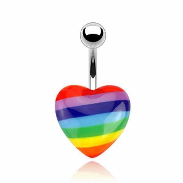 Pride Heart Belly Bar 14G-My Body Piercing Jewellery