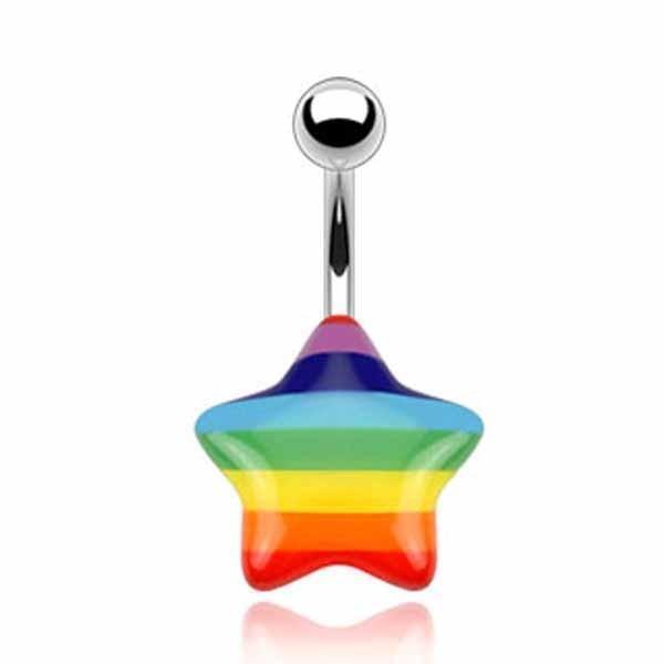 Pride Star Belly Bar 14G-My Body Piercing Jewellery