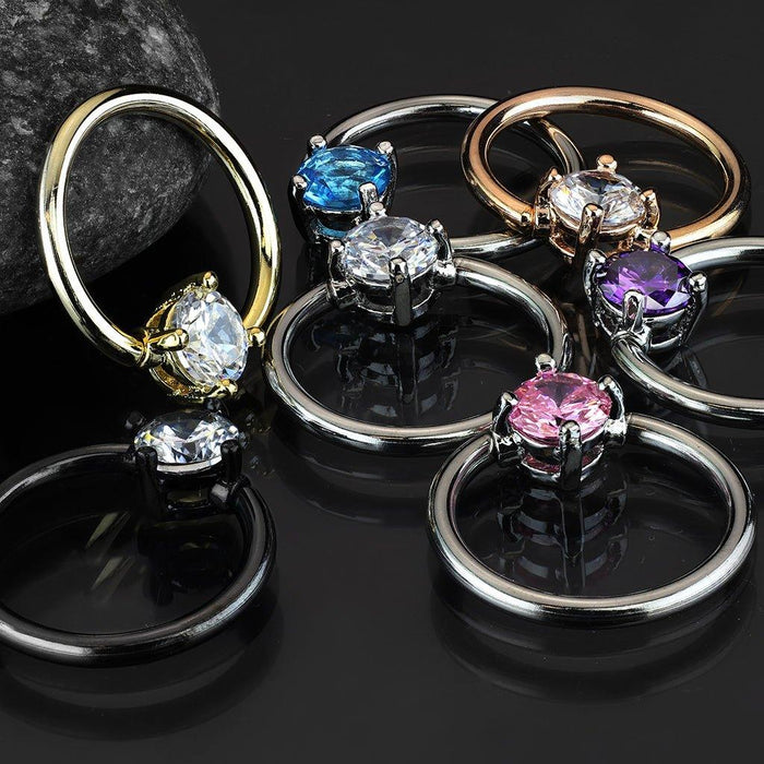 Prong Gem Captive Ring 16G 14G-My Body Piercing Jewellery
