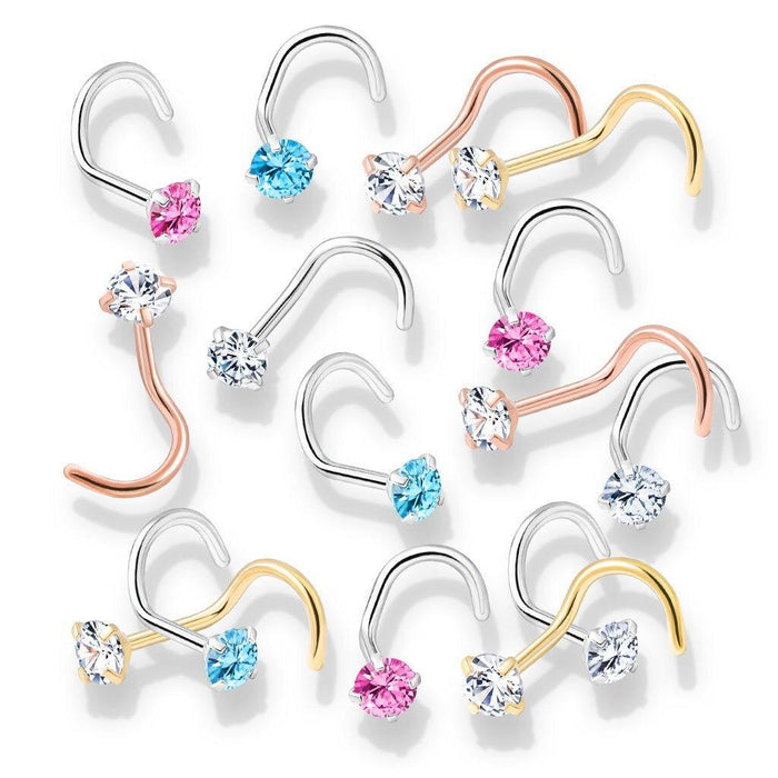 Prong IP Nose Screw 20G 18G-My Body Piercing Jewellery