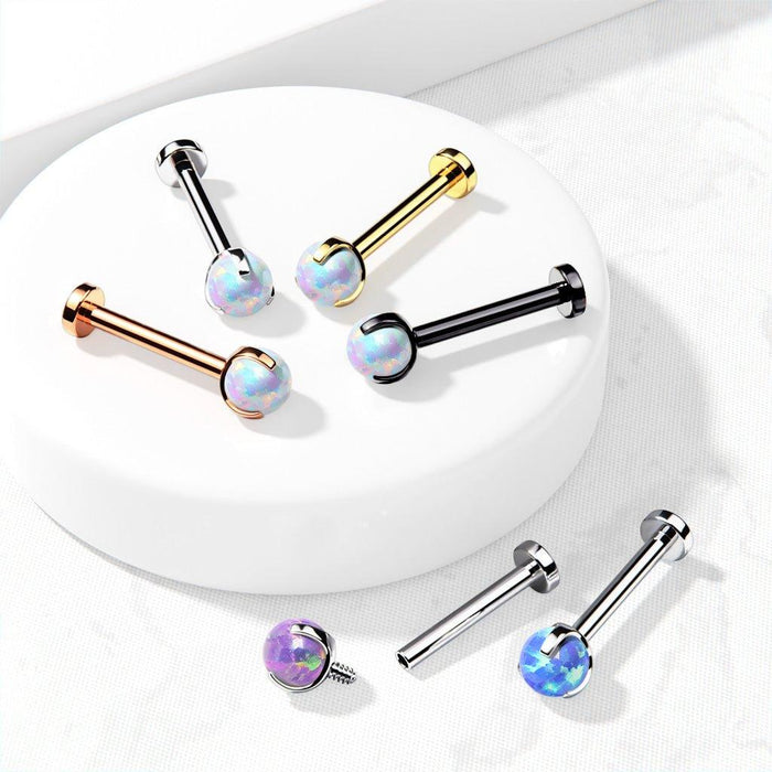 Prong Opal Ball Labret 16G 8mm-My Body Piercing Jewellery