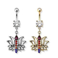 Rainbow Lotus Belly Bar 14G-My Body Piercing Jewellery