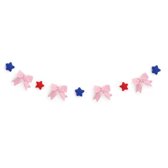 Red, Pink & Blue Felt Bow Banner - bubblegum market